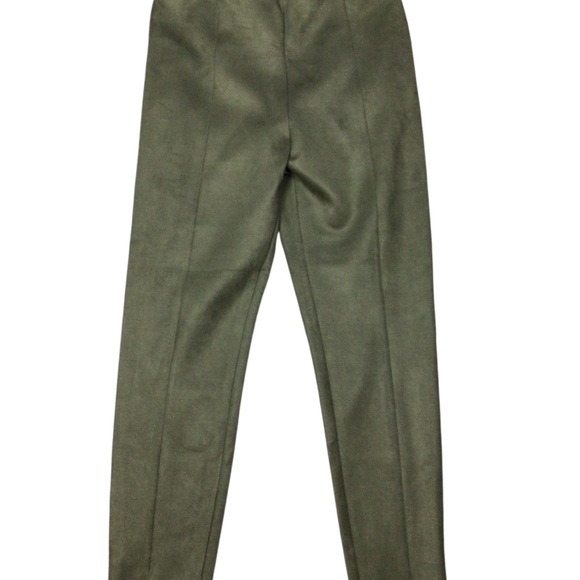 NWT Loft Ann Taylor Olive Green High-Waisted Large Brushed Faux Suede - Picture 2 of 10